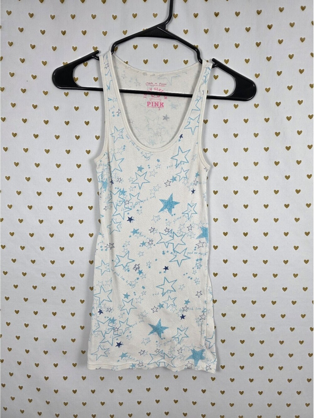 Victorias Secret PINK Vintage STARS Ribbed Tank Top Y2k SMall